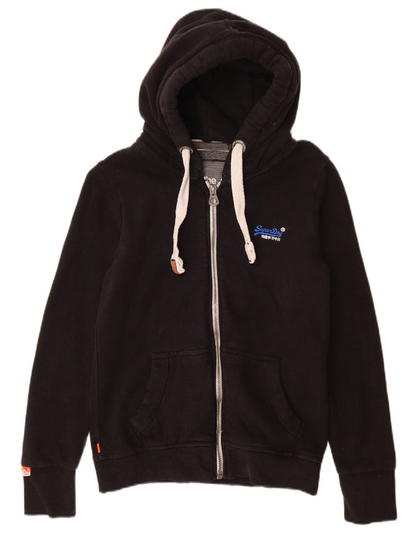 Женский свитер с капюшоном на молнии Superdry UK 12, средний черный, хлопок