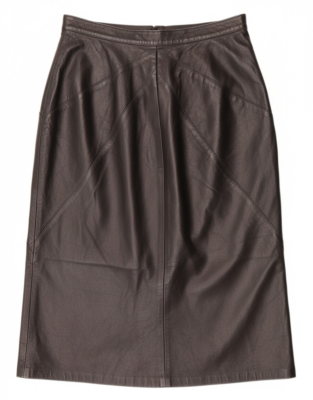 VINTAGE Womens Leather Skirt IT 44 Medium W30  Black