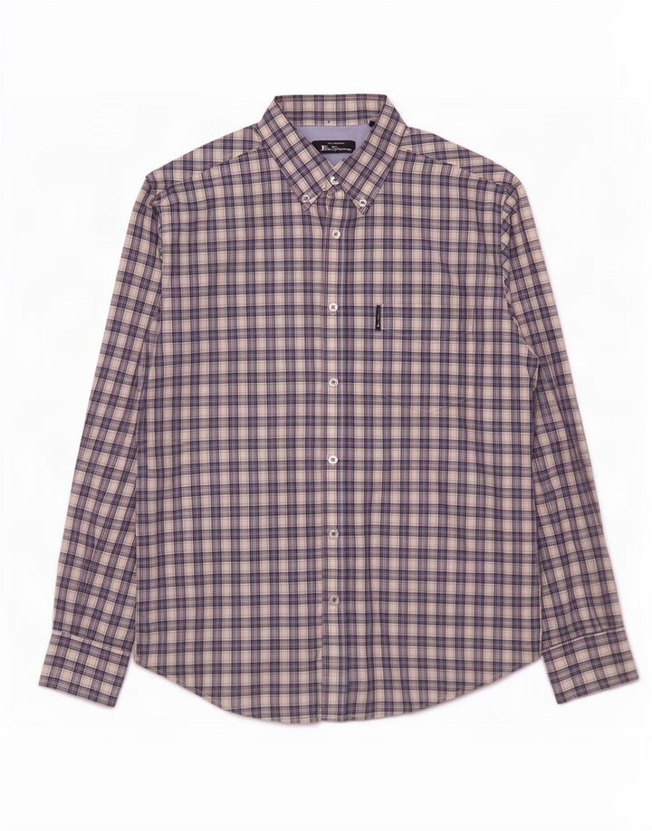 Мужская рубашка Ben Sherman, хлопковая синяя клетка среднего размера