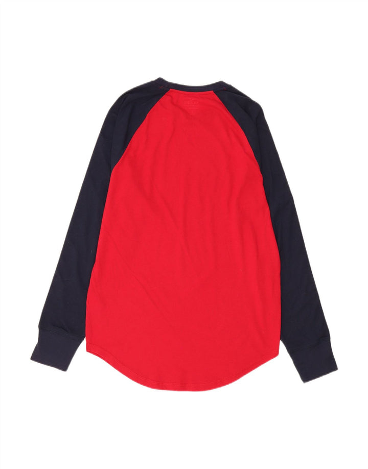 HOLLISTER Mens Graphic Top Long Sleeve Medium Red Colourblock Cotton