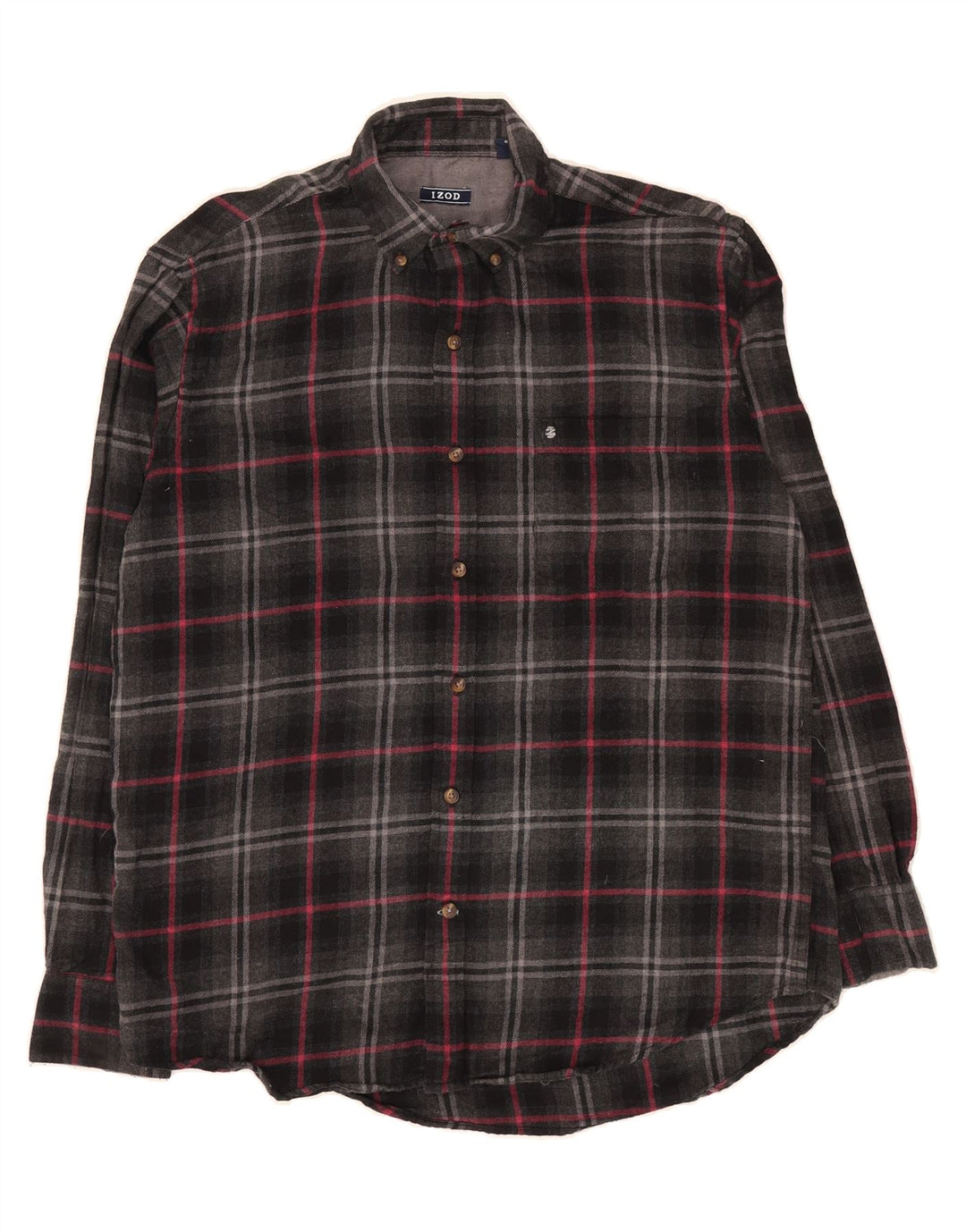 IZOD Mens Flannel Shirt Medium Grey Check Cotton Vintage Izod and Second-Hand Izod from Messina Hembry 