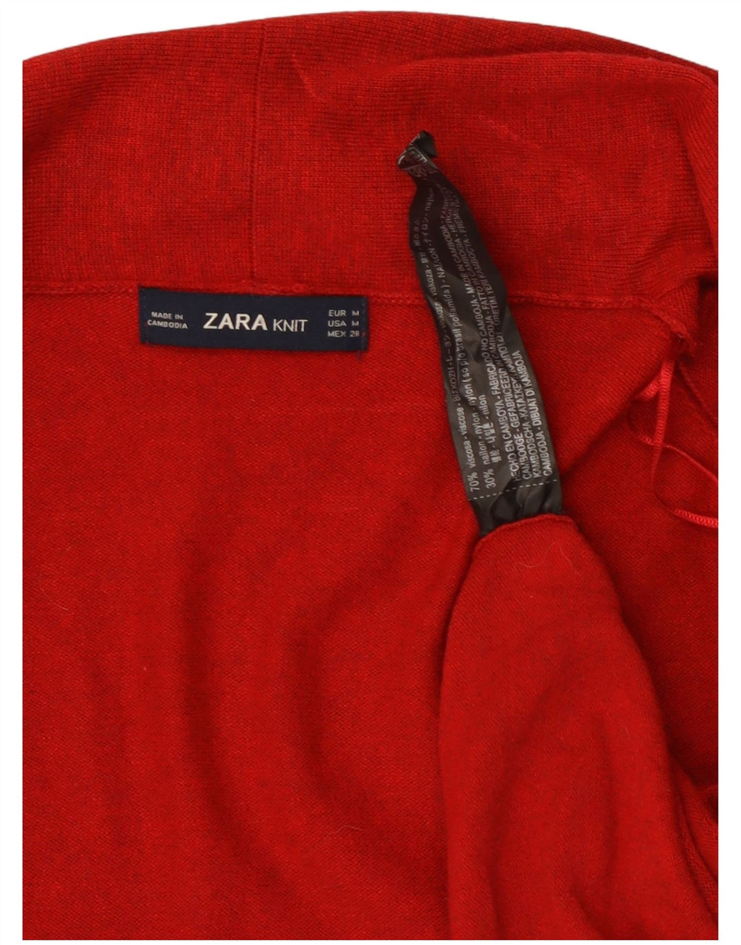 Женский удлиненный открытый кардиган Zara UK 12, средний красный вискоза