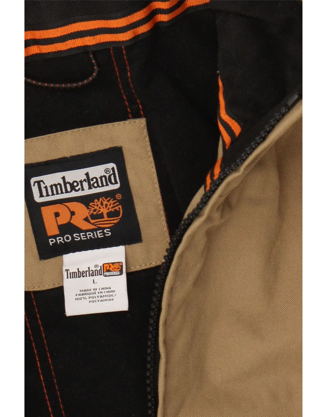 Мужская куртка-бомбер Timberland UK 40, большая, бежевая, с цветными блоками, полиамид