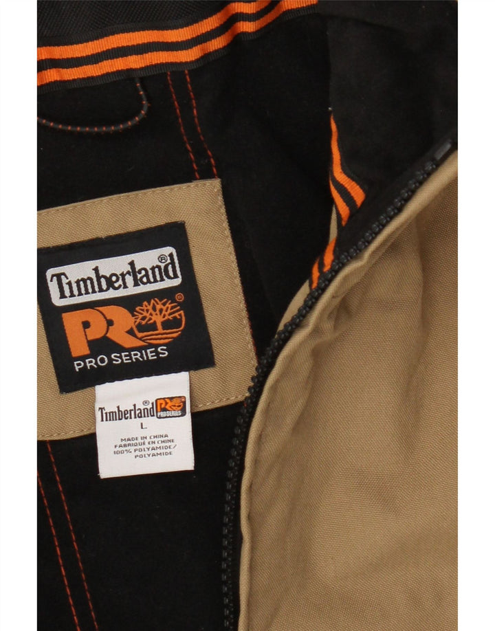 Мужская куртка-бомбер Timberland UK 40, большая, бежевая, с цветными блоками, полиамид