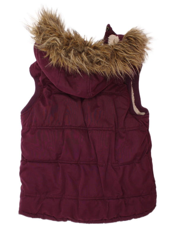 Утепленный жилет с капюшоном для полных девочек, 10–11 лет, фиолетовый полиэстер