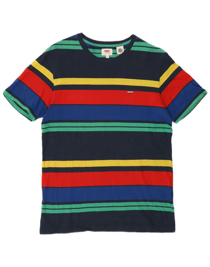 Женская футболка Levi's Top UK 14, средний цвет, темно-синяя полоска, хлопок