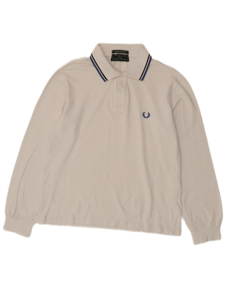 Мужская рубашка поло с длинным рукавом Fred Perry, средний белый хлопок, хлопок