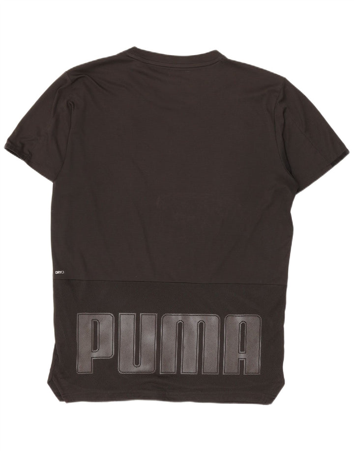 Мужская футболка с рисунком Puma, маленькая черная спортивная футболка из полиэстера