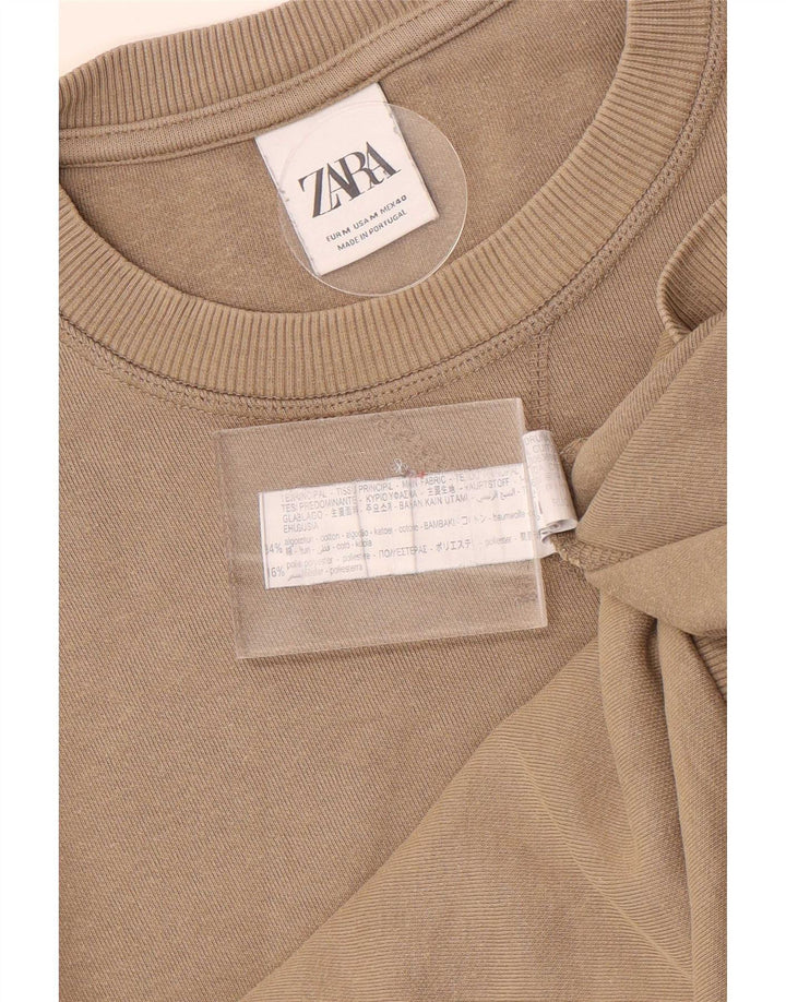 Мужской свитшот Zara, хлопковый джемпер среднего бежевого цвета