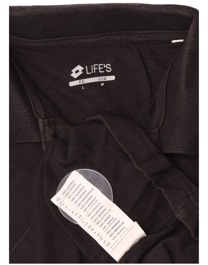 Мужская рубашка-поло Lotto среднего размера, черная, хлопковая