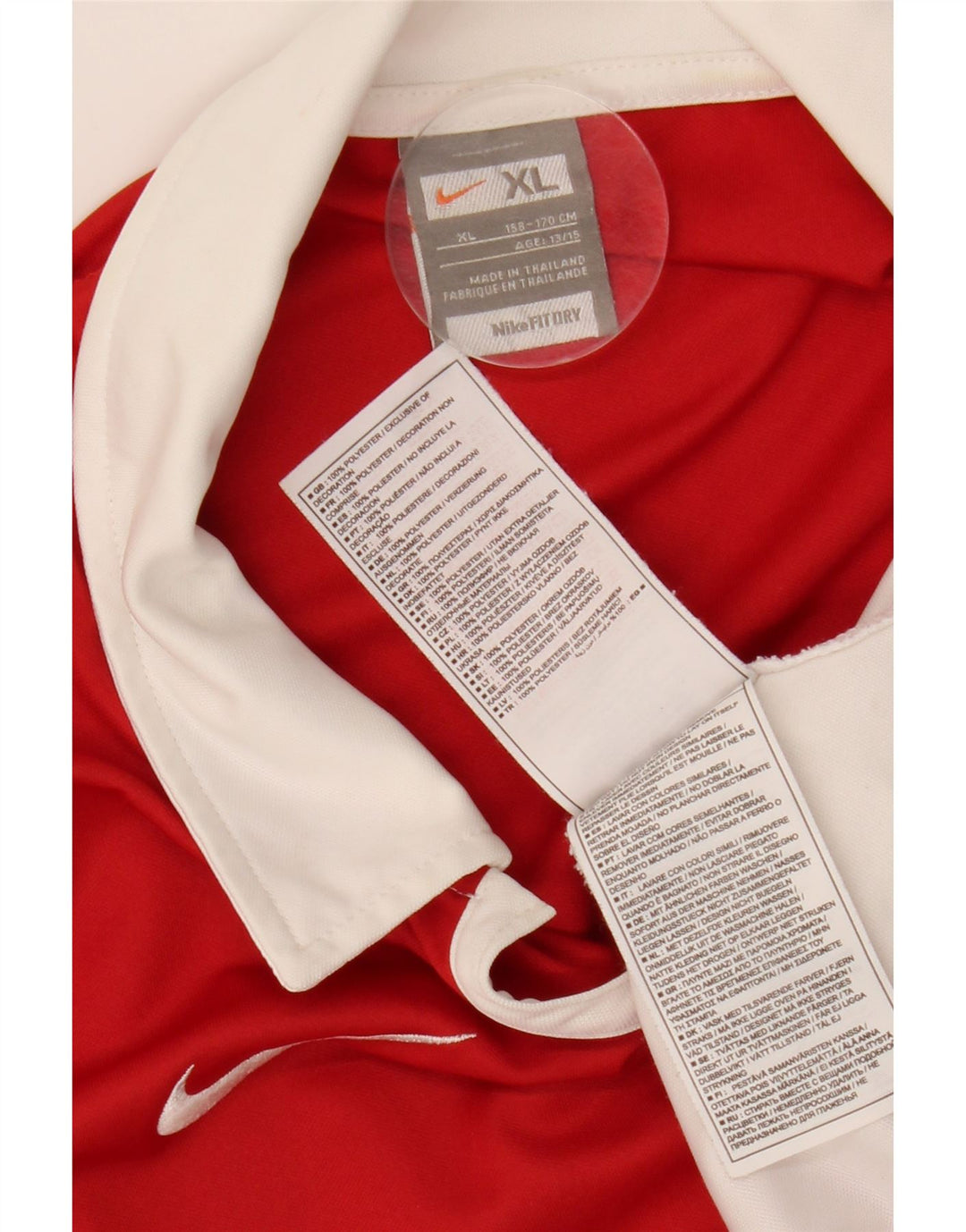 Рубашка-поло NIKE для мальчиков 13–14 лет, XL, красный полиэстер с цветными блоками