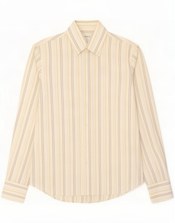 Мужская рубашка Benetton, средний белый хлопок в тонкую полоску
