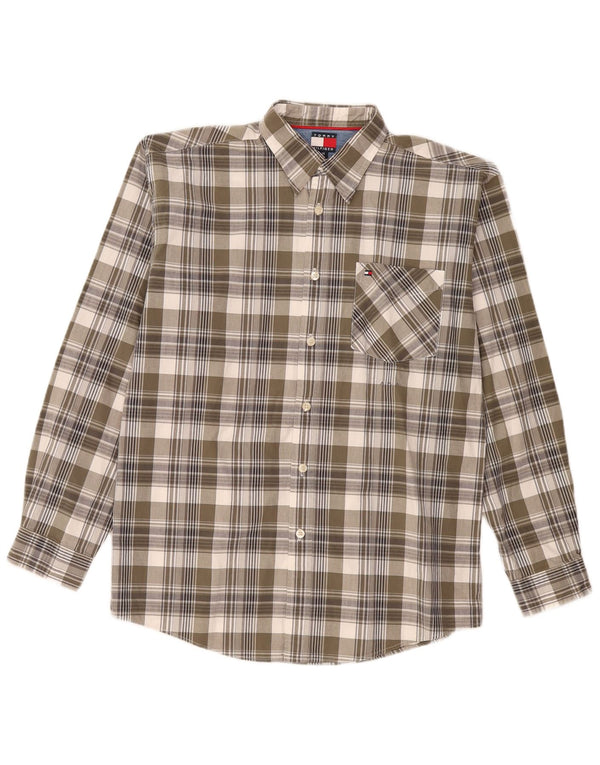 Рубашка Tommy Hilfiger для мальчиков 15–16 лет XL, хаки в клетку, хлопок