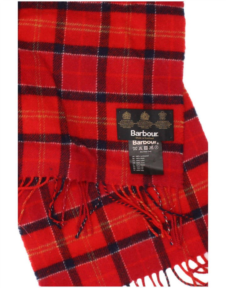 Мужской прямоугольный шарф Barbour, один размер, красный, классический, в клетку из овечьей шерсти