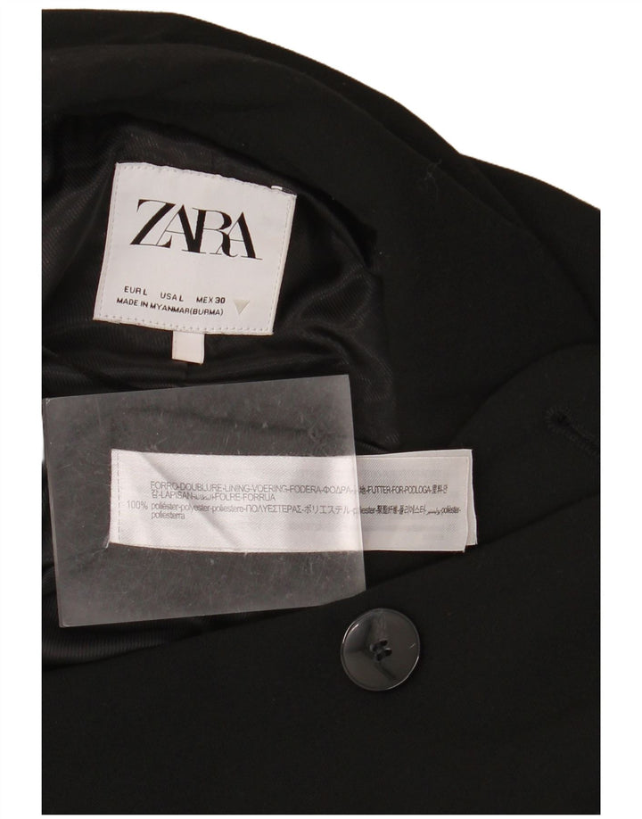 Женский двубортный пиджак ZARA UK 16, большой черный полиэстер
