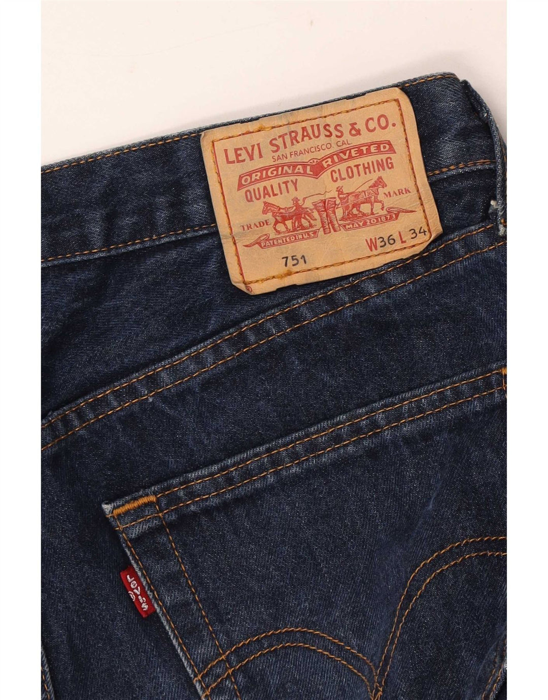 Мужские укороченные прямые джинсы Levi's 751 W36 L25 темно-синие