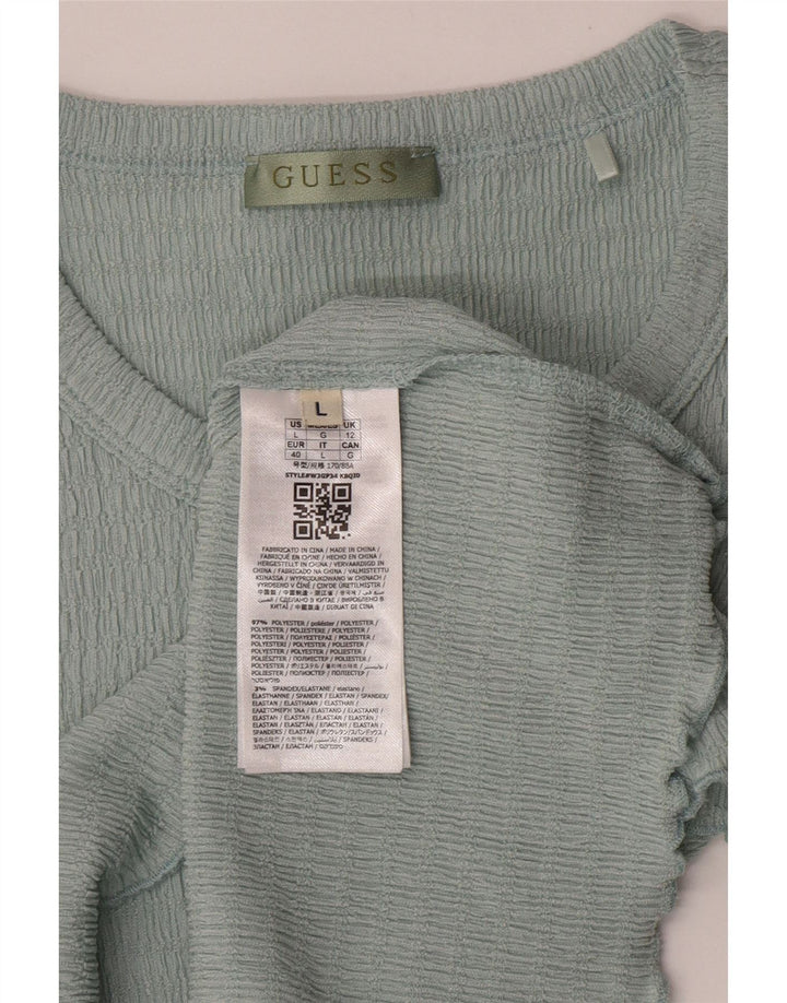 Женская укороченная футболка Guess UK 12, средний синий полиэстер