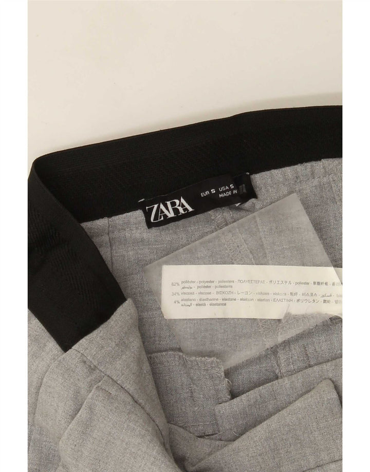 Женские узкие костюмные брюки Zara, маленькие W26 L26, серые, полиэстер с цветными блоками