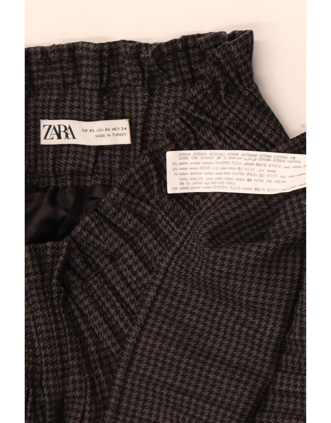 Женские шорты с завышенной талией Zara UK 4 XS, серые, полиэстер с узором "гусиные лапки"