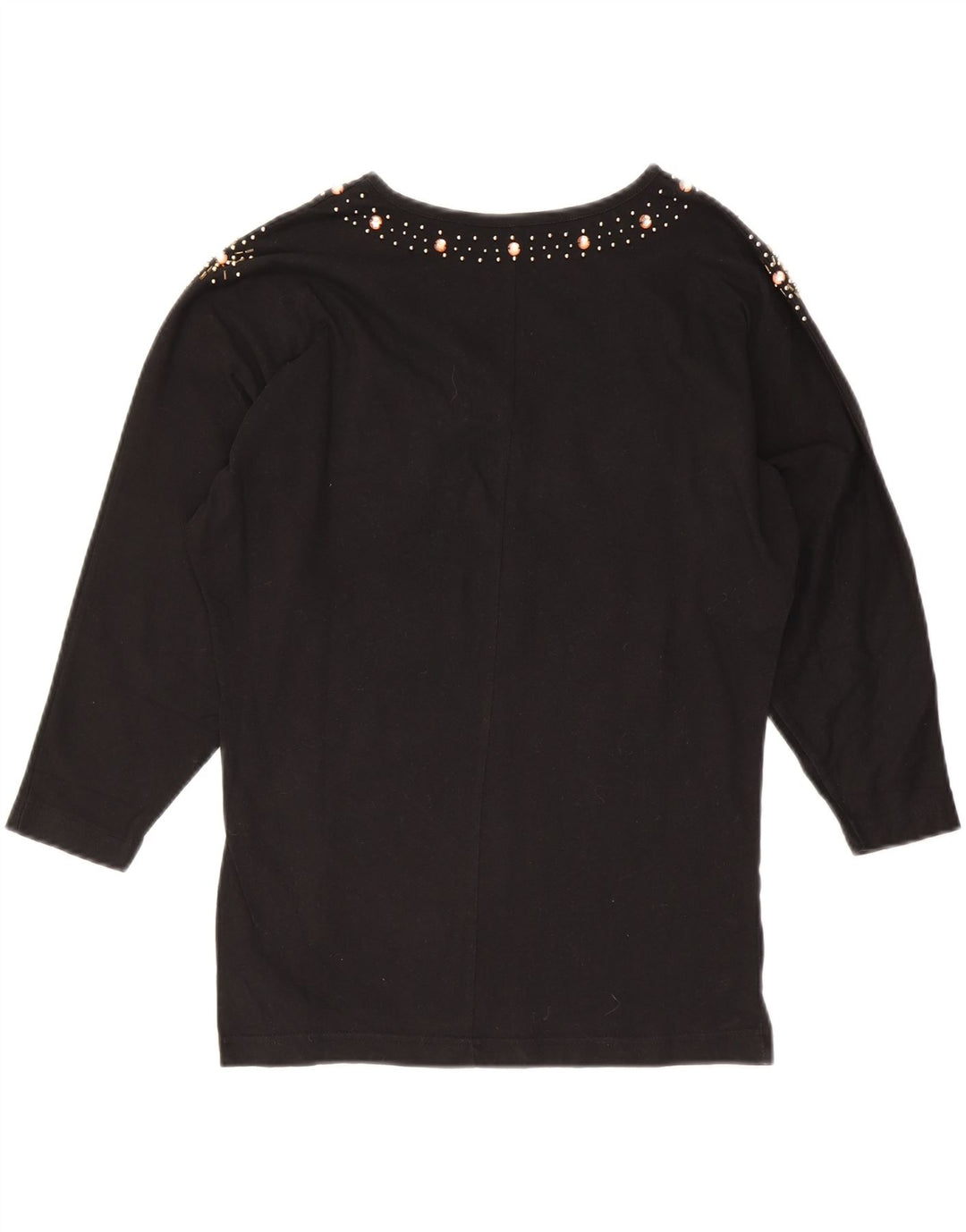 VINTAGE Womens Batwing Top 3/4 Sleeve UK 12 Medium Black Vintage Vintage and Second-Hand Vintage from Messina Hembry 