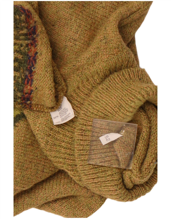 VINTAGE Мужской джемпер с высоким воротником IT 52 Большой Хаки Argyle/Diamond