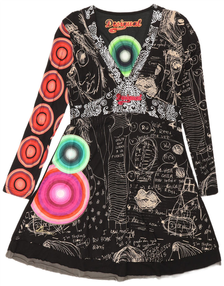 Женское платье в стиле ампир с абстрактным узором Desigual, черное современное, XL