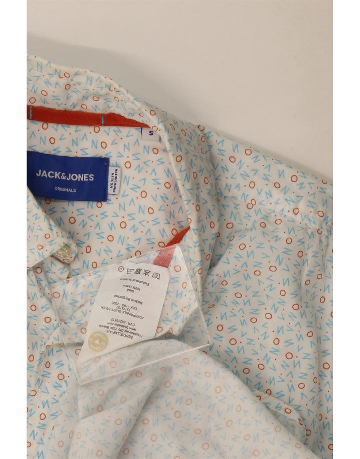 Мужская рубашка с коротким рукавом Jack & Jones, маленькая белая пятнистая хлопковая рубашка