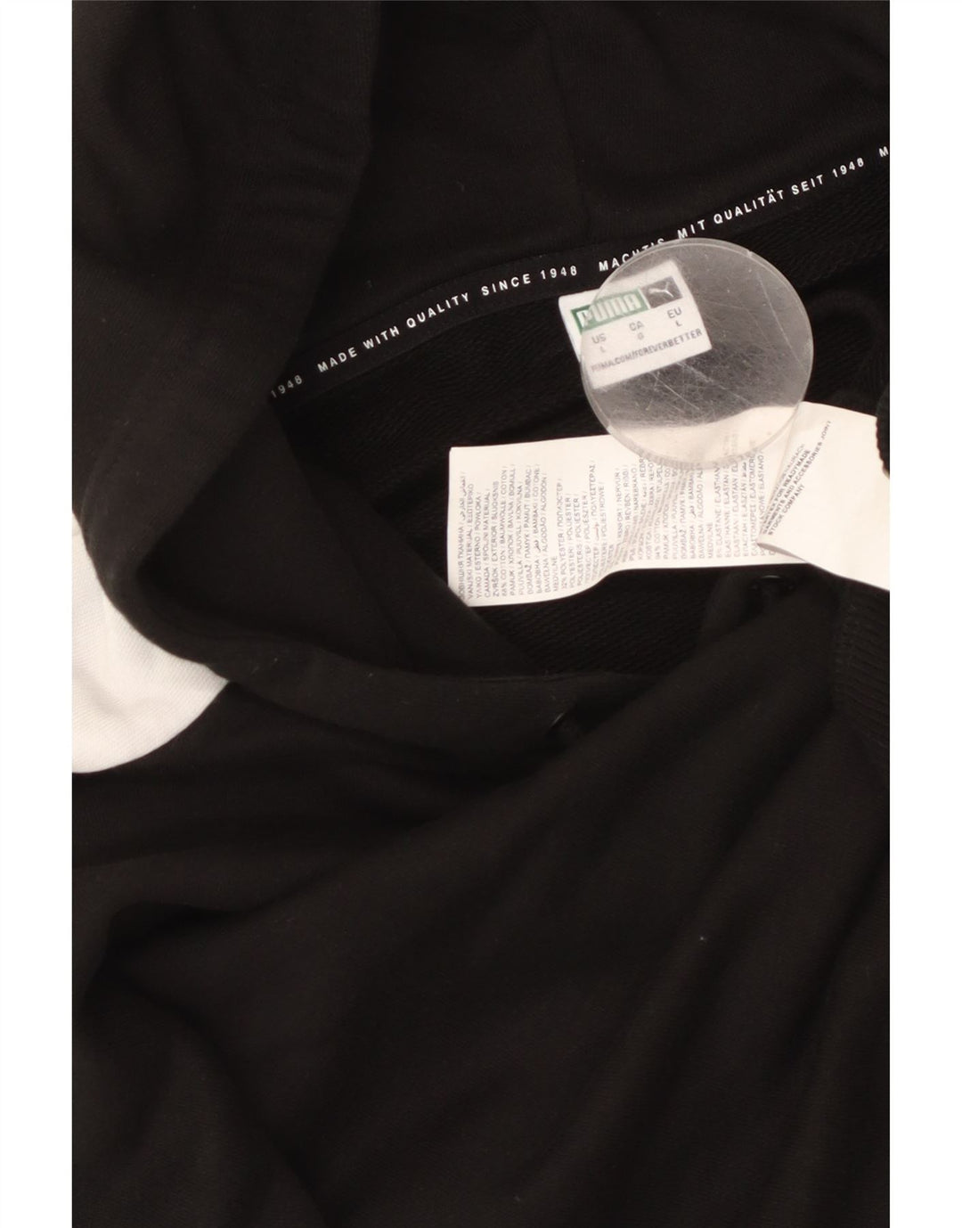 Женский укороченный худи PUMA Oversized UK 16, большой черный с цветными блоками