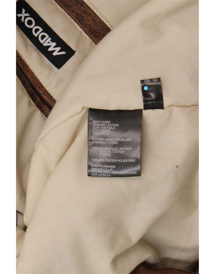 Мужская кожаная куртка Maddox UK 52 6XL Коричневая кожа