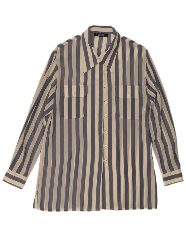 Galtrucco Женская прозрачная блузка-рубашка IT 44, средний синий в полоску