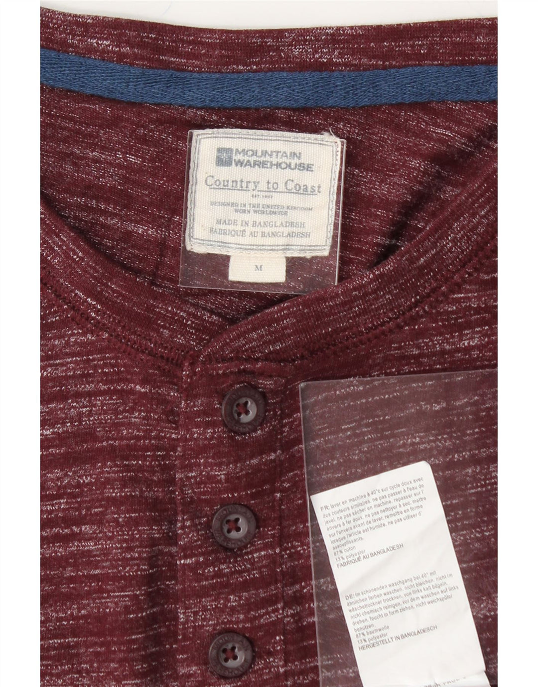 MOUNTAIN WAREHOUSE Mens T-Shirt Top Medium Burgundy Cotton Vintage Mountain Warehouse and Second-Hand Mountain Warehouse from Messina Hembry 