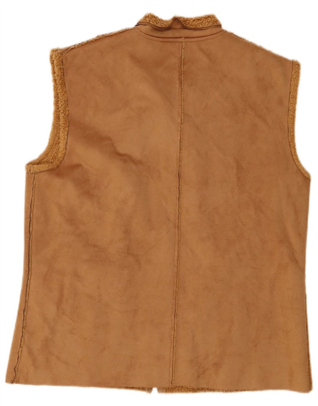 AVALON Womens Sherpa Gilet UK 14 Medium Brown Microfibers