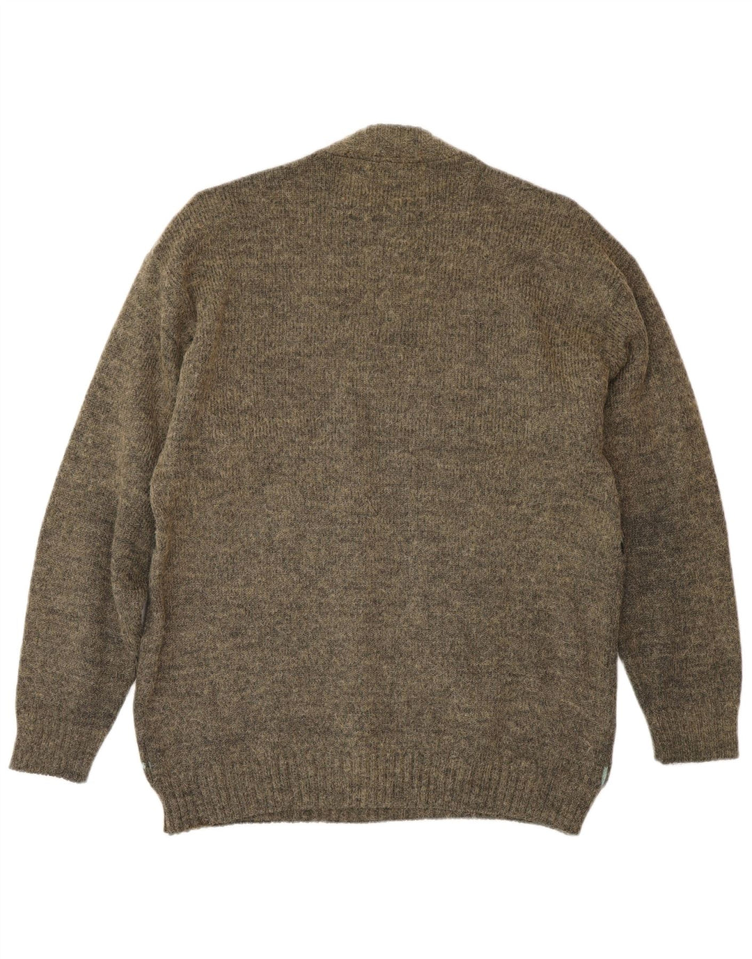 Винтажный мужской джемпер с круглым вырезом, свитер среднего цвета хаки Fair Isle