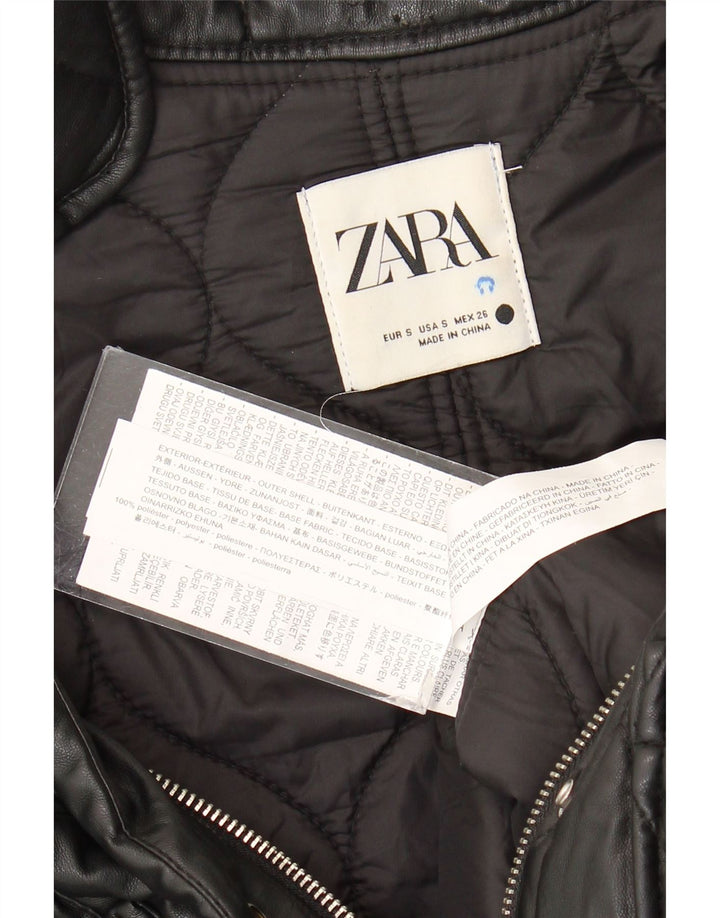 Женская стеганая куртка оверсайз Zara UK 10, маленький черный полиэстер