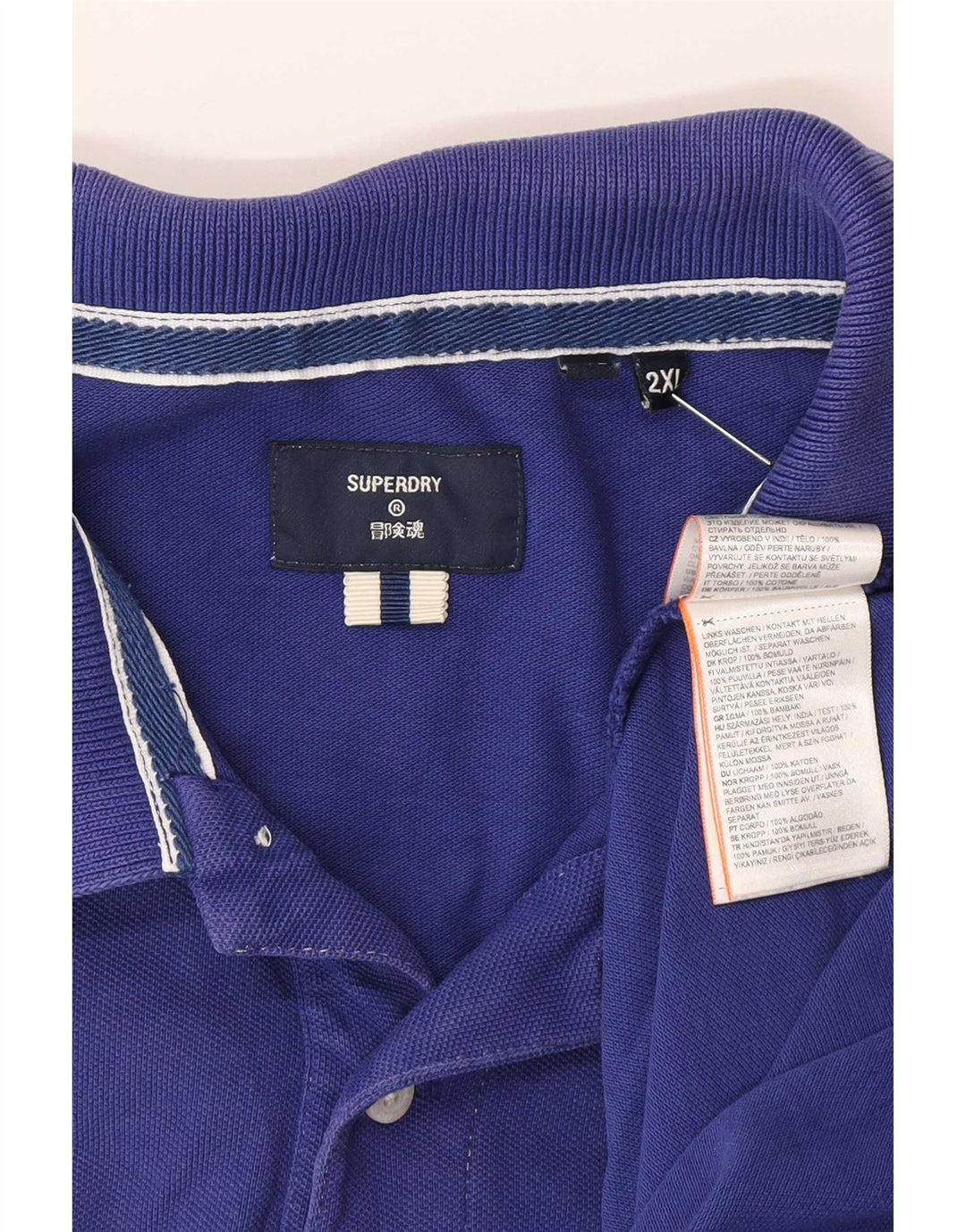 Мужская рубашка-поло Superdry 2XL, синяя, хлопок