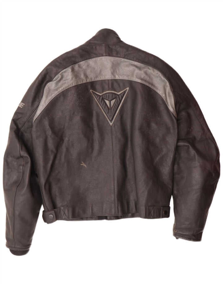 Мужская куртка-гонщик с графическим рисунком DAINESE, размер 54, большая черная кожа с цветными блоками