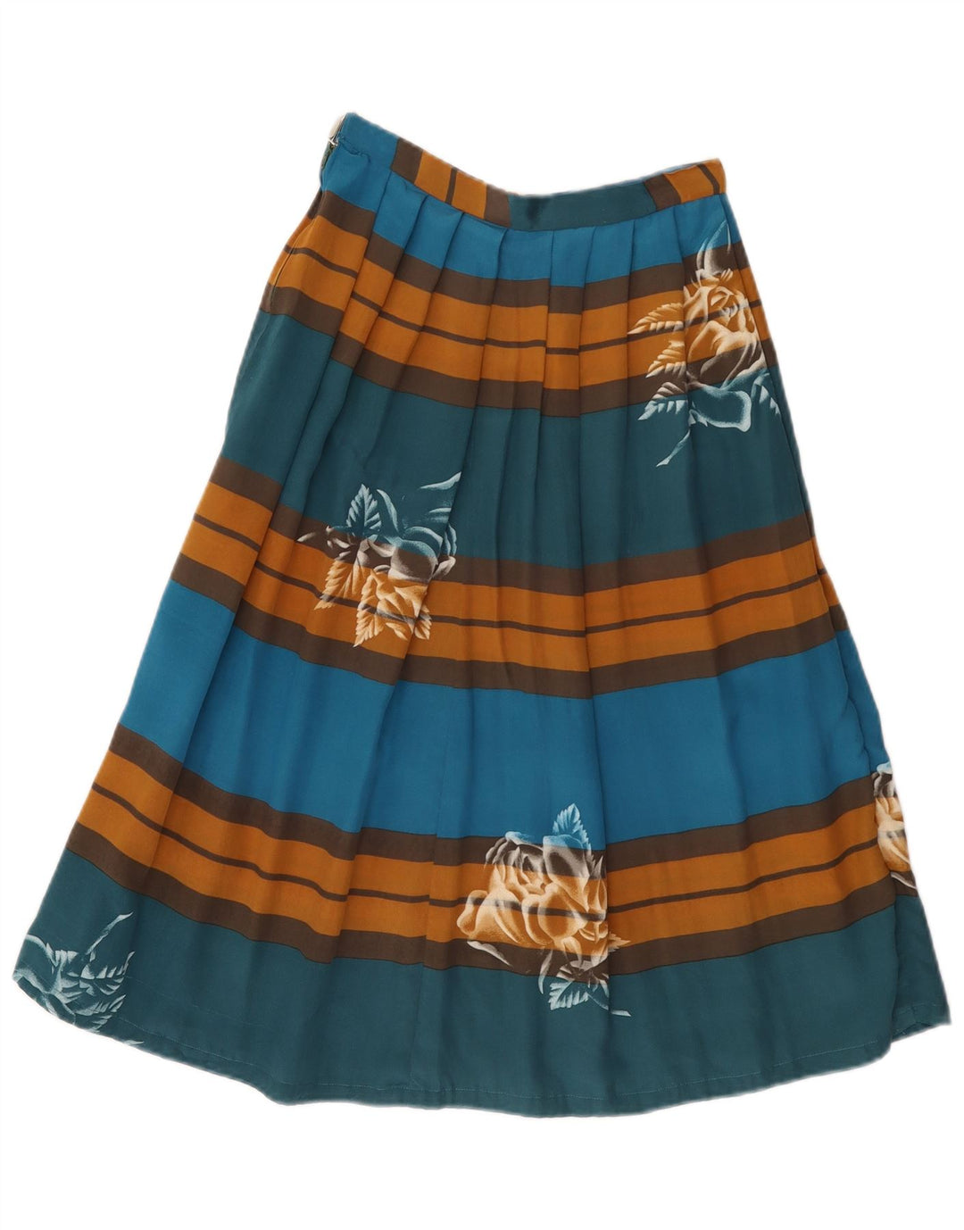 Винтажная женская плиссированная юбка-трапеция W24 XS в разноцветную полоску