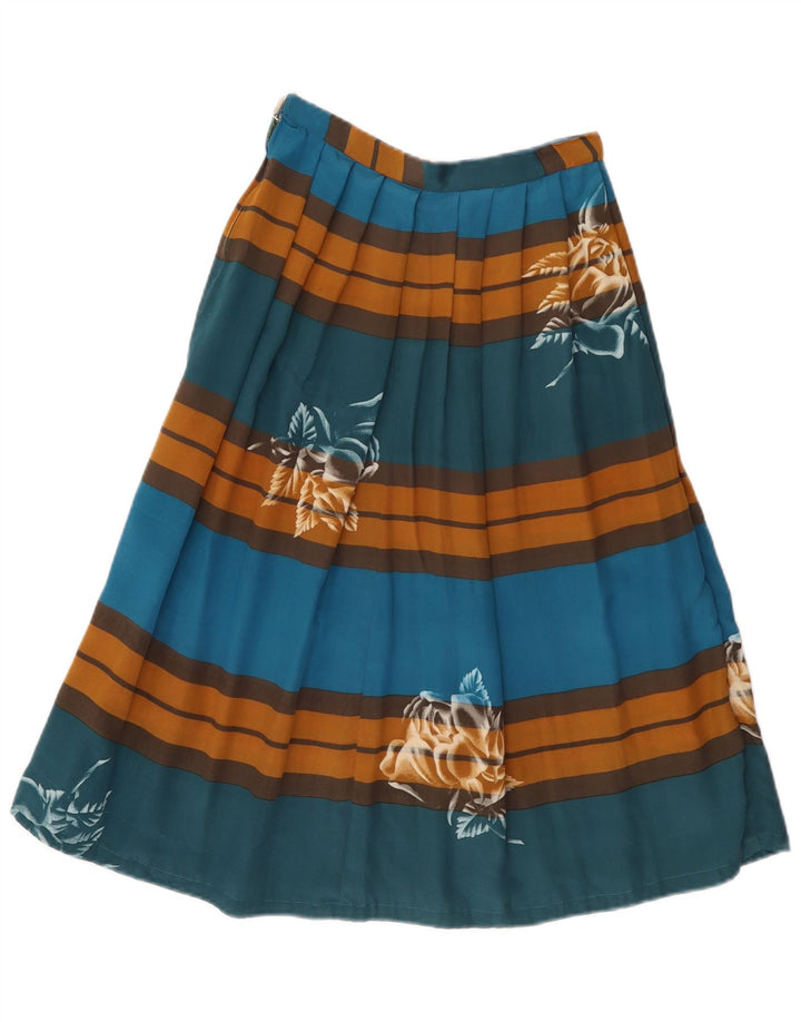 Винтажная женская плиссированная юбка-трапеция W24 XS в разноцветную полоску