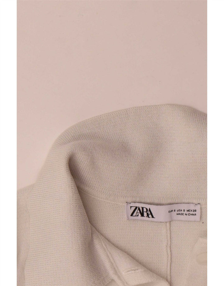 Женский укороченный кардиган оверсайз Zara UK 10, маленький размер, белая вискоза