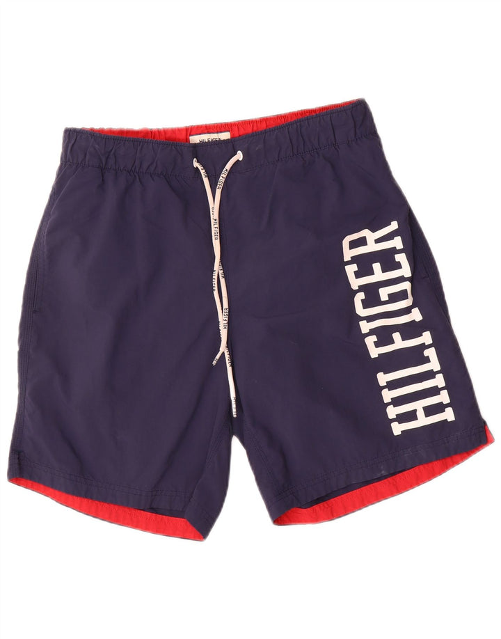 Мужские шорты для плавания с рисунком Tommy Hilfiger, средние, темно-синие