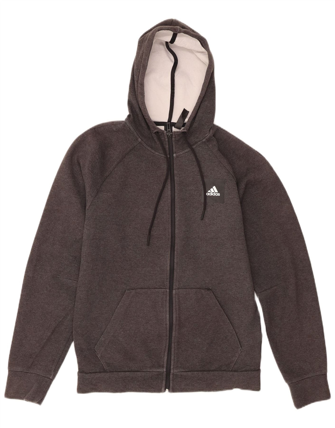 Adidas Мужской свитер с капюшоном на молнии, маленький серый хлопок