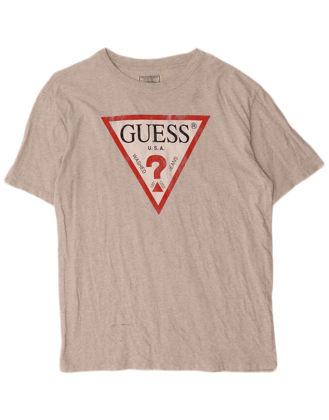 Мужская футболка Guess с рисунком, большой серый хлопок с крапинками