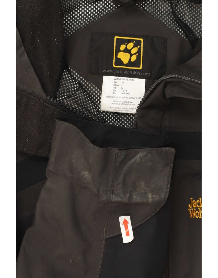 Женская дождевик с капюшоном Jack Wolfskin UK 12/14, средний коричневый цвет с цветными блоками