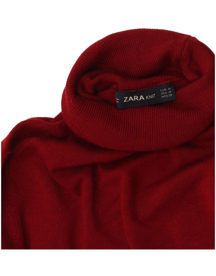 Женский джемпер с высоким воротником Zara UK 12, средний бордовый цвет