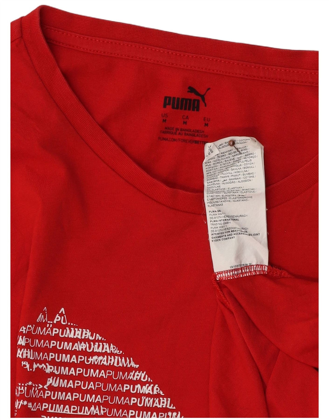 Мужская футболка с рисунком PUMA, хлопковая, среднего красного цвета