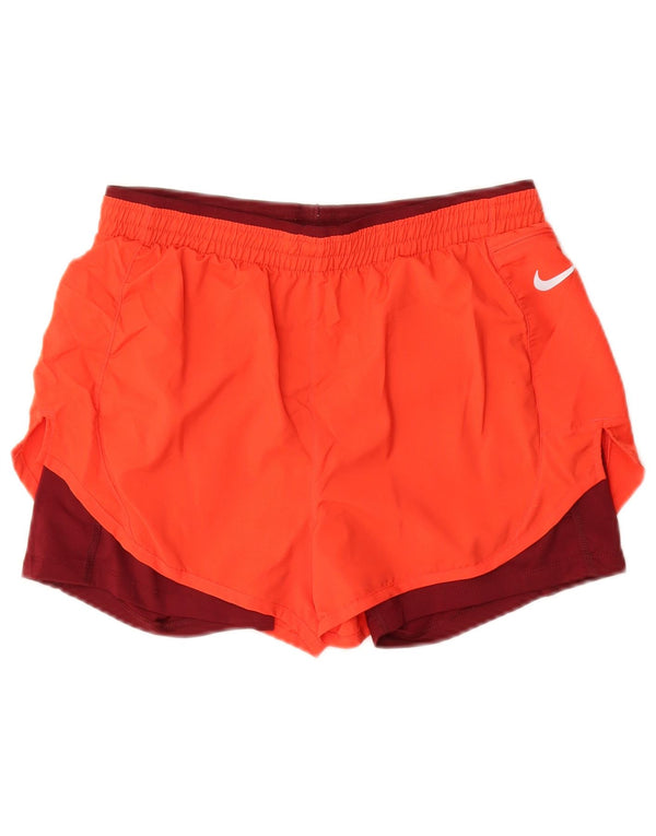 Женские спортивные шорты Nike Dri Fit UK 12, средний оранжевый, полиэстер с цветными блоками