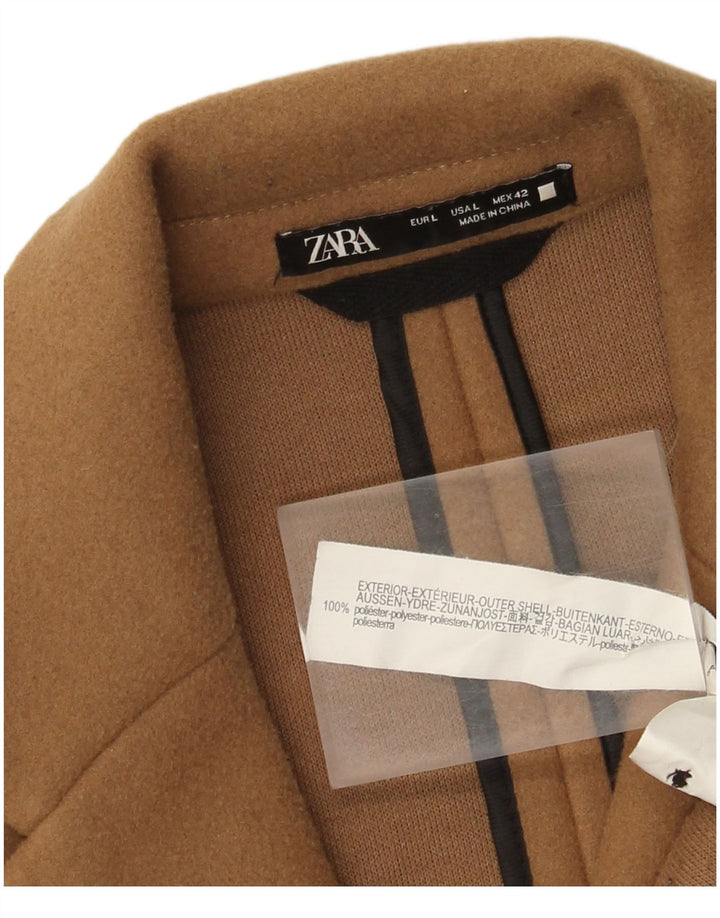 Мужское пальто Zara UK 40, большое коричневое полиэстер