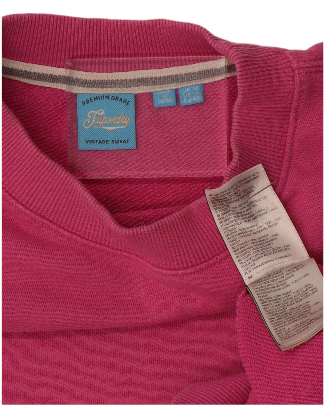 SUPERDRY Женский свитер-свитер оверсайз UK 14, большой розовый хлопок