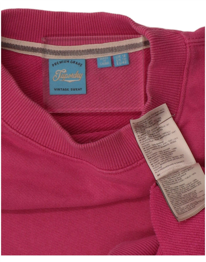 SUPERDRY Женский свитер-свитер оверсайз UK 14, большой розовый хлопок