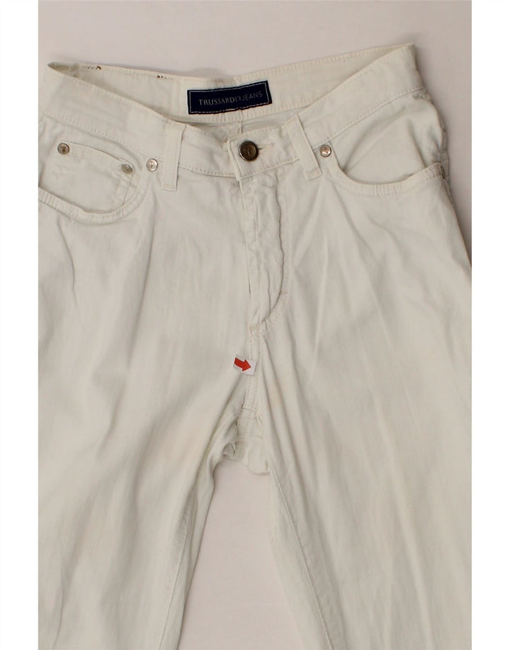 TRUSSARDI Womens Straight Jeans W25 L34 White Cotton Vintage Trussardi and Second-Hand Trussardi from Messina Hembry 